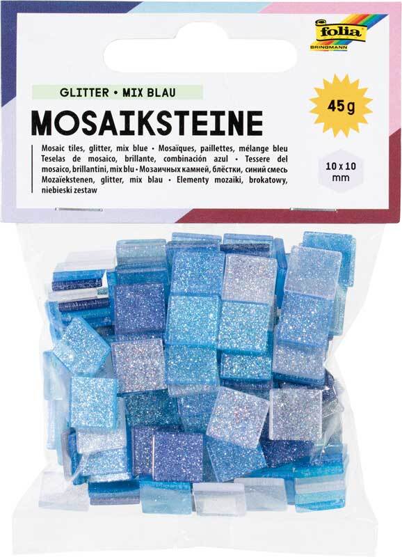 Moza&#xEF;ek glitter mix - 10 x 10 mm, blauw