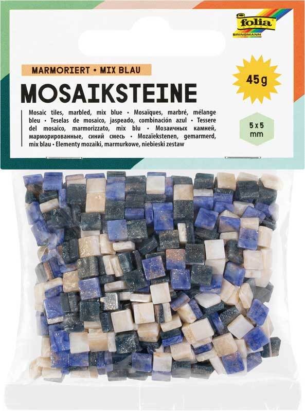 Moza&#xEF;ek gemarmerde mix - 10 x 10 mm, blauw