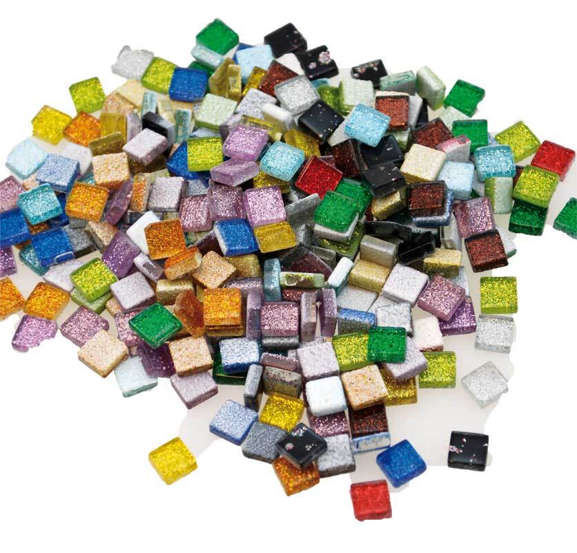 Moza&#xEF;eksteentjes 300 stuks - 10 x 10 mm, glitter