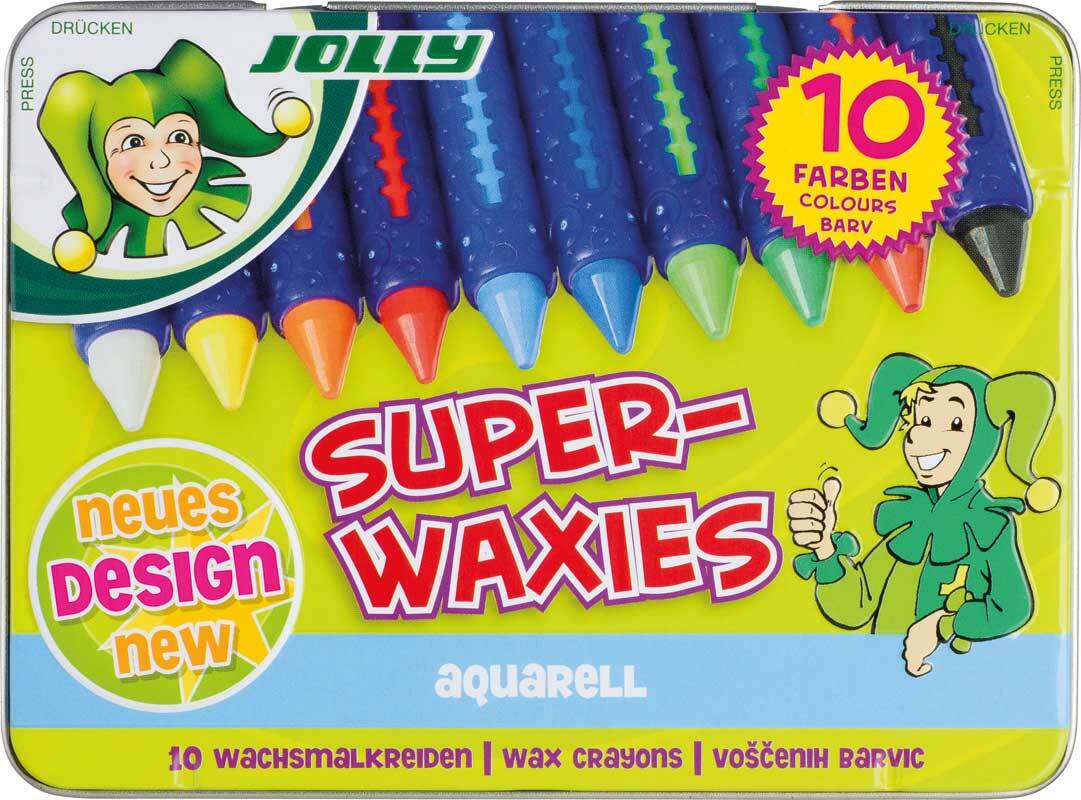 Waskrijtjes Jolly Superwaxies Aqua - 10 kleuren