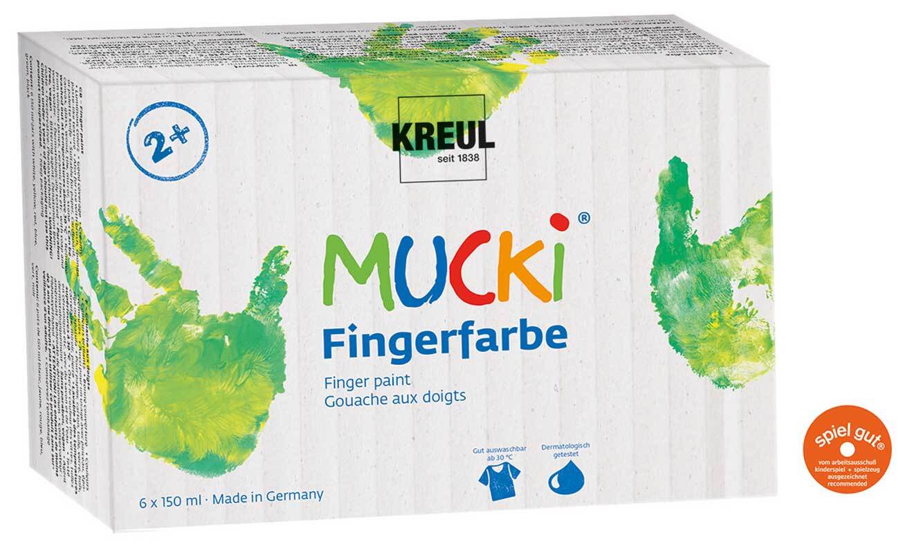 Set de peintures au doigt MUCKI Basic - 6 x 150 ml