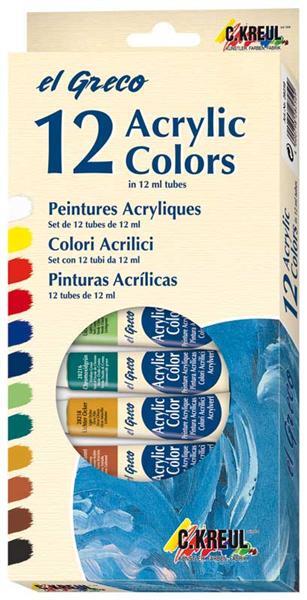 El Greco acrylverf, 12 stuks/set