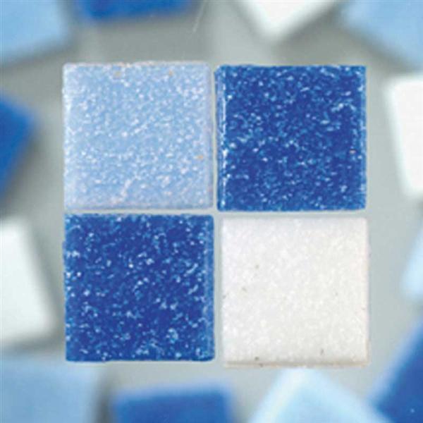 Mozaïek glasstenen 1000 g - 10 x 10 mm, blauw mix
